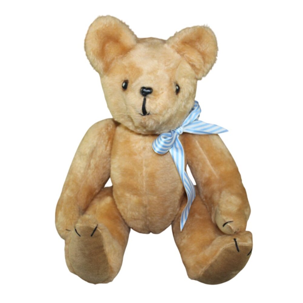 Heather Grasso Teddy Bear Plush Poseable Handmade Jointed Tan 1991 Vintage 21"